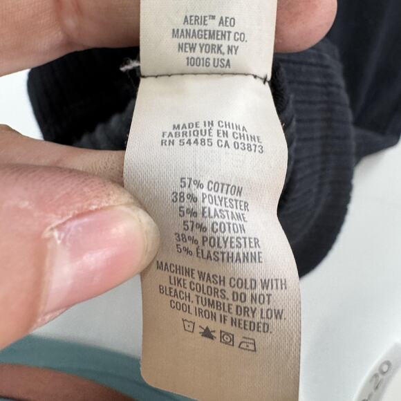 Aerie Pants Womens Small Black Ribbed Flare Bell Bottom Stretch Lounge Yoga - Picture 5 of 8